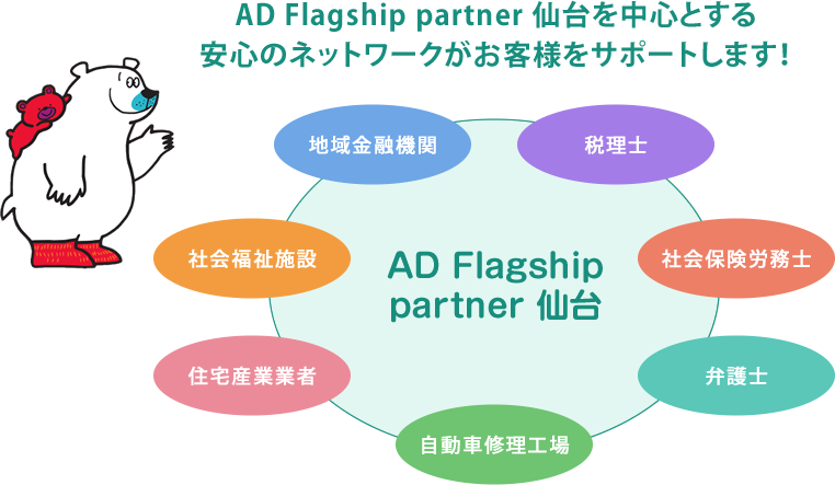 AD Flagship partner 仙台を中心とする安心のネットワークがお客様をサポートします！